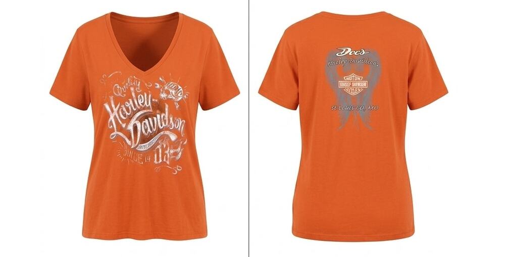 Harley-Davidson Cycles V-Neck Jersey Graphic Print T-Shirt Women Size 1X